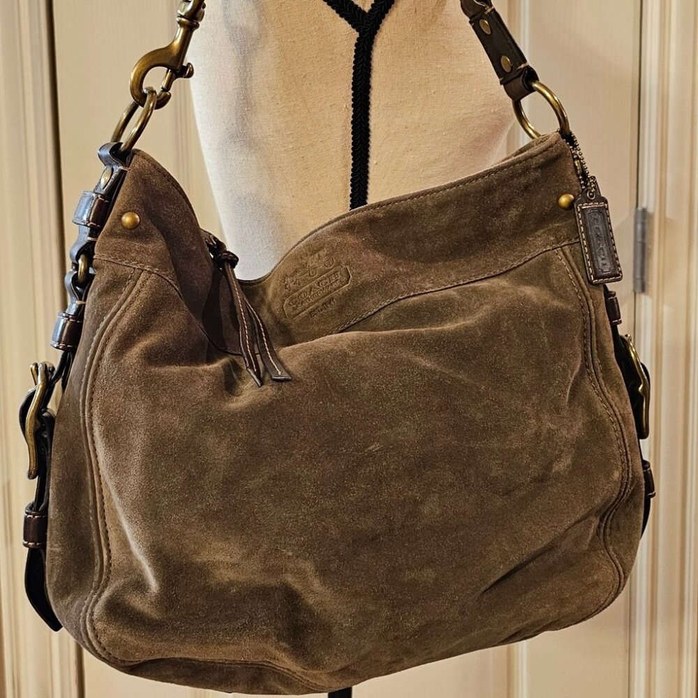 COACH Light Brown Suede Leather Shoulder Bag #E0873-12672